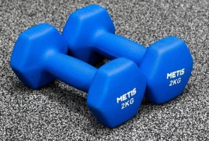 Color Sports Environmental Protection Dip Plastic Small Yiling Hexagonal Household Dumbbells (Option: 2kg METTS Light Blue-1PCS)