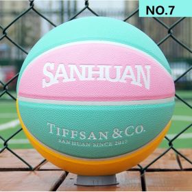 PU Indoor And Outdoor General Purpose Basketball For Children (Option: No.7 Yellow pink)