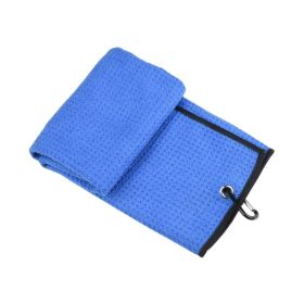 Towel Waffle Three-Fold  Hook Towel Sweat-Absorbent And Quick-Drying 41X54 Sports Towel (Color: Blue)