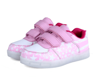 Summer New Children's Light Shoes LED Rechargeable Light-emitting Shoes Boys And Girls (Option: Pink-32)