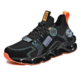 Hollow Blade Shock Absorption Sports Shoes Summer Breathable Flying Woven Casual Shoes (Option: Black-39)