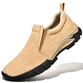 Men's Casual Suede Matte Breathable Leather Shoes (Option: Yellow Brown-47)