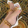 Large Size Women's Shoes 36-43 European And American Trend Word Square Toe Stiletto Sandals Women (Option: White-36)