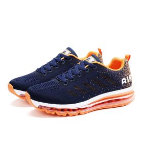 Spring Men's And Women's Shoes Fly Woven Upper Casual (Option: Blue orange-41)