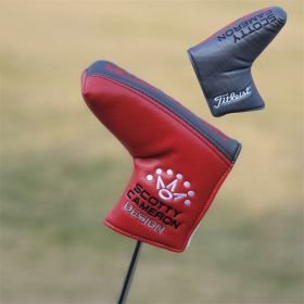 Straight Strip One-line Putter Golf Club Cover Head Cover Ball Head Protective Cover (Option: Half red and half gray)