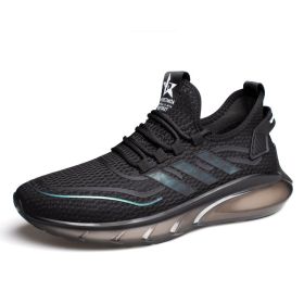 Men's Breathable Fly Woven Shock Absorption Sports Casual Shoes (Option: T68911 black-38)