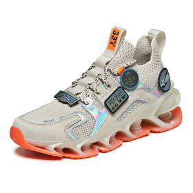 Hollow Blade Shock Absorption Sports Shoes Summer Breathable Flying Woven Casual Shoes (Option: Apricot-39)