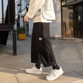 New Japanese Casual Solid Color Loose Trousers (Option: Black-2XL)