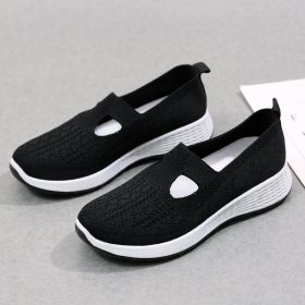 Old Beijing Cloth Shoes Women's Shallow Mouth Mesh Breathable Non-slip Soft Bottom Slip-on Women's Shoes (Option: Black-41)