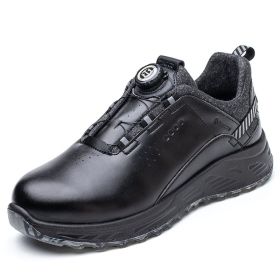 Rotating Button Lace-up Free Safety Shoes (Option: Black-Rotating button style45)