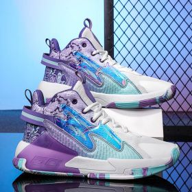 Luminous High-top Basketball Shoes (Option: White Purple Color 8-39)