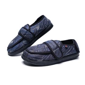 Women's Widened Adjustable Fat Wide And Swollen Hallux Valgus Cloth Shoes (Option: Blue Leaf Pattern-41)